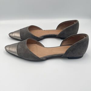 J. Jill Leather Grey Suede & Patent Leather D'Orsay Flats Classic SIZE 9 Womens